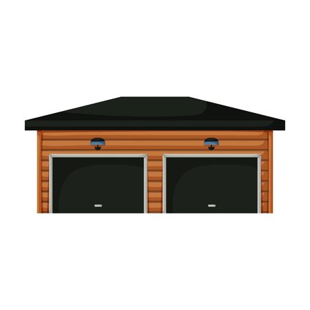 Garage of building vector icon.Cartoon vector icon isolated on white background garage of building.のイラスト素材