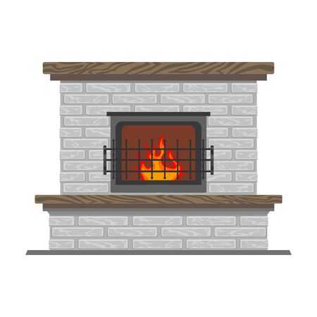 Fireplace vector icon.Cartoon vector icon isolated on white background fireplace.のイラスト素材