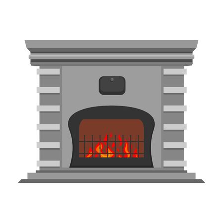 Fireplace vector icon.Cartoon vector icon isolated on white background fireplace.のイラスト素材