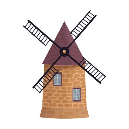 Windmill vector icon.Cartoon vector icon isolated on white background windmill.のイラスト素材