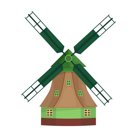 Windmill vector icon.Cartoon vector icon isolated on white background windmill.のイラスト素材