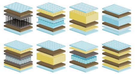 Mattress vector cartoon set icon. Vector illustration bed material on white background. Isolated cartoon set icon mattress.のイラスト素材