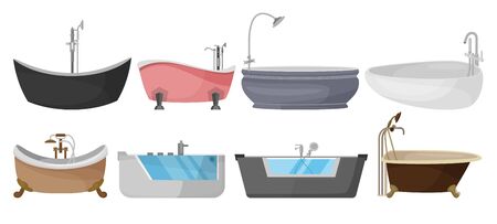 Bath vector cartoon set icon. Isolated cartoon set icon bathtub.Vector illustration bath on white background.のイラスト素材
