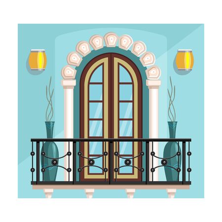 Balcony vector icon.Cartoon vector icon isolated on white background balcony.のイラスト素材