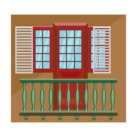 Balcony vector icon.Cartoon vector icon isolated on white background balcony.のイラスト素材