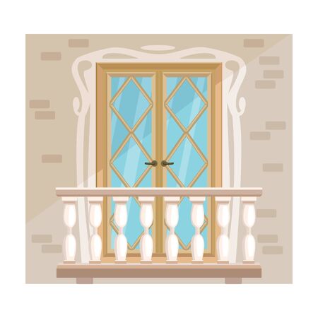 Balcony vector icon.Cartoon vector icon isolated on white background balcony.のイラスト素材