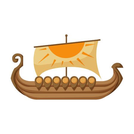 Ship viking vector icon.Cartoon vector icon isolated on white background ship viking.のイラスト素材