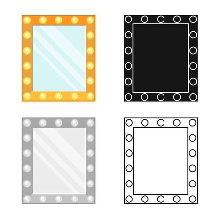 Vector illustration of mirror and illuminated sign. Graphic of mirror and film stock vector illustration.のイラスト素材