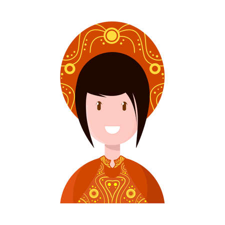 Vector design of vietnamese and woman icon. Set of vietnamese and girl stock symbol for web.のイラスト素材