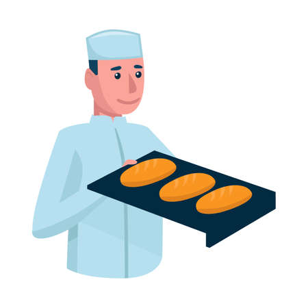 Vector design of baker and pan sign. Collection of baker and baguette vector icon for stock.のイラスト素材