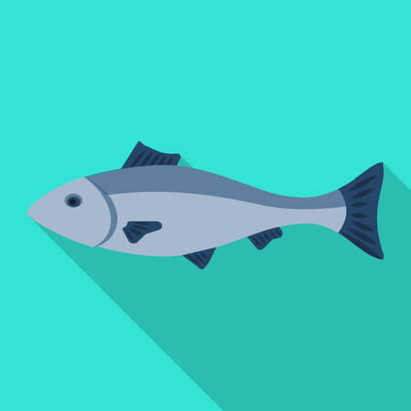 Sea fish vector icon.Flat vector icon isolated on white background sea fish.のイラスト素材