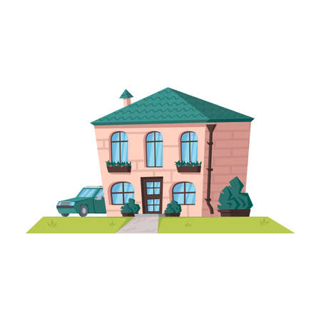 House vector cartoon icon. Vector illustration house on white background. Isolated cartoon illustration icon of apartment.のイラスト素材