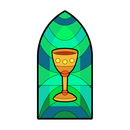 Glass vector cartoon icon. Vector illustration glass window on white background. Isolated cartoon illustration icon of window church.のイラスト素材