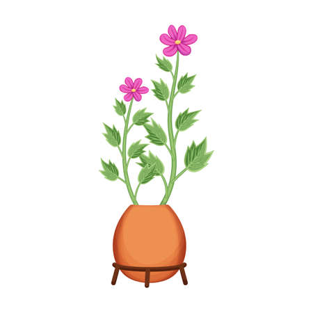 Flowerpot vector cartoon icon. Vector illustration flowerpot on white background. Isolated cartoon illustration icon of flower pot.のイラスト素材