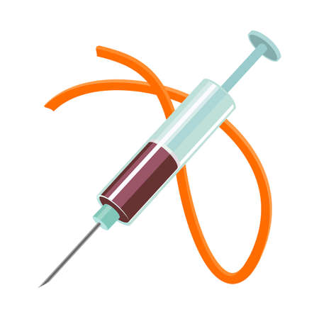 Vector design of syringe and injection icon. Graphic of syringe and iv stock vector illustration.のイラスト素材