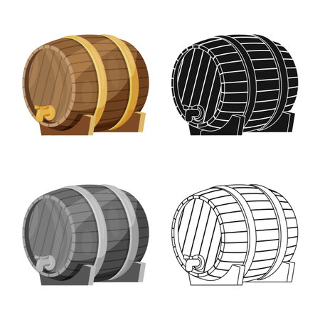 Vector design of wine and barrel sign. Collection of wine and beer stock symbol for web.のイラスト素材