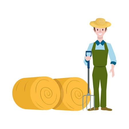Vector illustration of farmer and woman icon. Collection of farmer and rural stock vector illustration.のイラスト素材