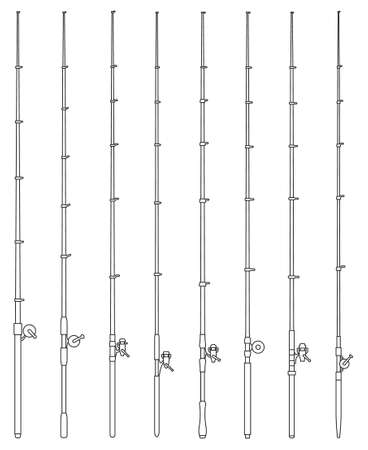 Fishing rod vector outline set icon. Vector illustration float of bobber on white background. Isolated outline set icon fishing rod.のイラスト素材