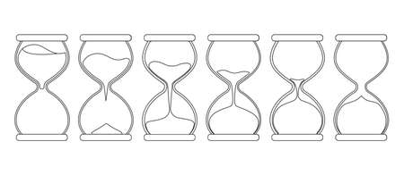Hourglass vector outline set icon. Vector illustration sand clock on white background. Isolated...