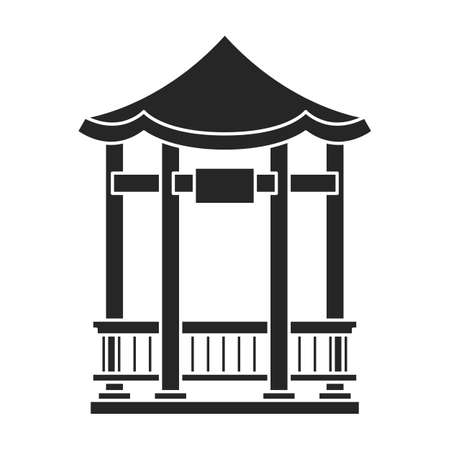 Wooden gazebo of pergola vector icon.Black vector icon isolated on white background wooden gazebo of pergola .のイラスト素材