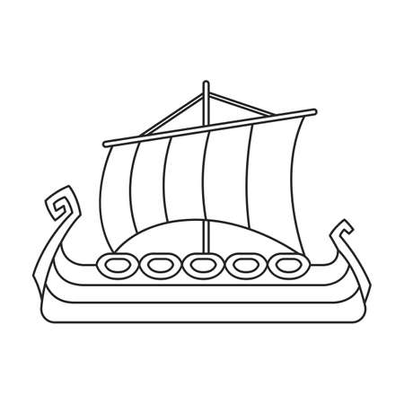 Ship viking vector icon.Outline vector icon isolated on white background ship viking.のイラスト素材