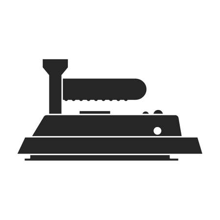 Electric iron vector icon.Black vector icon isolated on white background electric iron.のイラスト素材