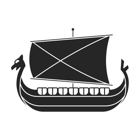 Ship viking vector icon.Black vector icon isolated on white background ship viking.のイラスト素材