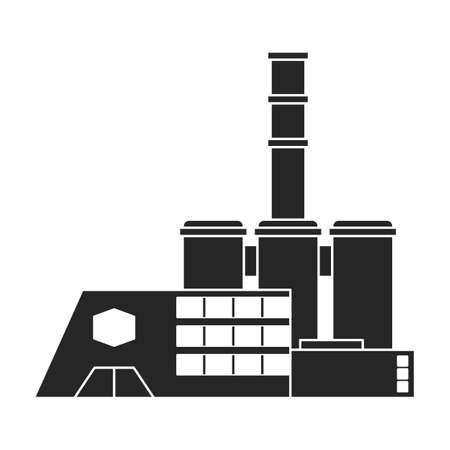 Factory building vector icon.Black vector icon isolated on white background factory building.のイラスト素材