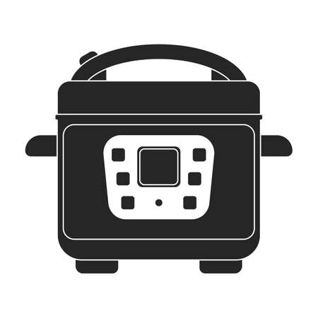 Slow cooker vector icon.Black vector icon isolated on white background slow cooker.のイラスト素材