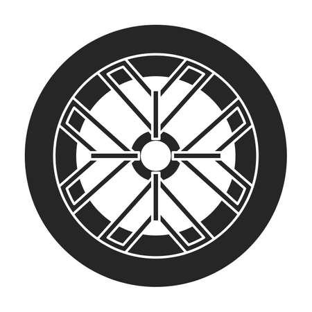 Wheel car vector icon.Black vector icon isolated on white background wheel car.のイラスト素材