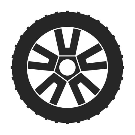 Wheel car vector icon.Black vector icon isolated on white background wheel car.のイラスト素材