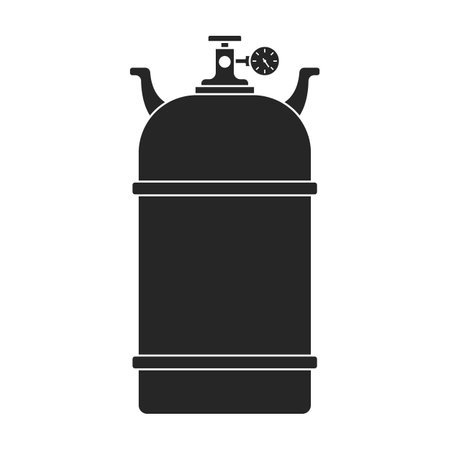 Gas cylinder vector black icon. Vector illustration lpg on wite background. Isolated black illustration icon of gas cylinder.のイラスト素材