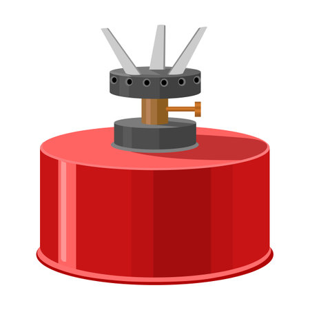 Camping stove vector cartoon icon. Vector illustration furnace travel on white background. Isolated cartoon illustration icon of camping stove .のイラスト素材