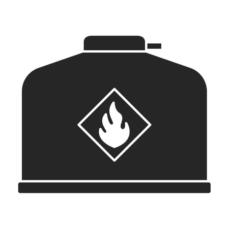 Gas cylinder vector black icon. Vector illustration lpg on wite background. Isolated black illustration icon of gas cylinder.のイラスト素材