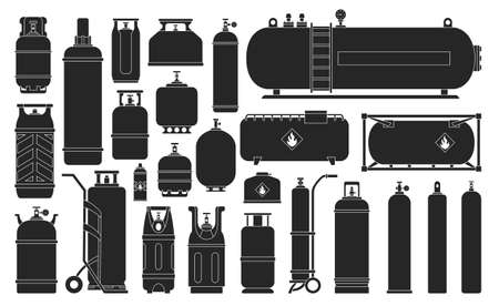 Gas cylinder vector black set icon. Vector illustration ipg container on white background. Isolated black set icon gas cylinder .のイラスト素材