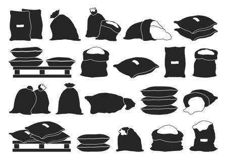 Farmer bag vector illustration on white background. Isolated black set icon grain sack .Vector black set icon farmer bag.のイラスト素材