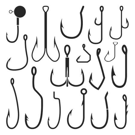 Fish hook vector black icon. Isolated black set icon fishing trap.Vector illustration fish hook on white background .のイラスト素材