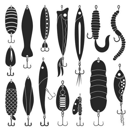Tackle of bait vector black icon. Isolated black set icon crankbait.Vector illustration tackle of bait on white background .のイラスト素材