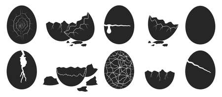 Egg crack vector black set icon. Eggshell isolated black set icon. Vector illustration egg crack on white background.のイラスト素材