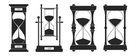 Hourglass vector black set icon. Vector illustration sandglass on white background. Isolated black set icon hourglass .のイラスト素材