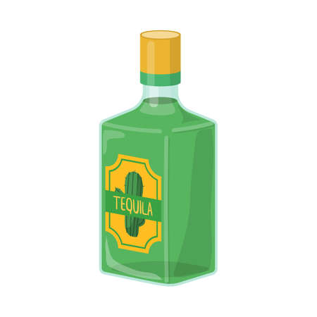 Isolated object of bottle and tequila logo. Graphic of bottle and glass vector icon for stock.のイラスト素材