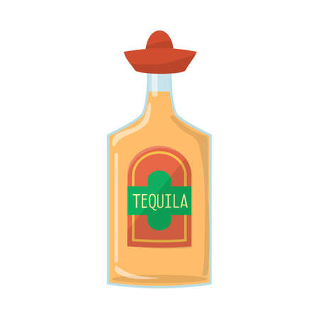Vector design of bottle and tequila symbol. Graphic of bottle and glass stock vector illustration.のイラスト素材