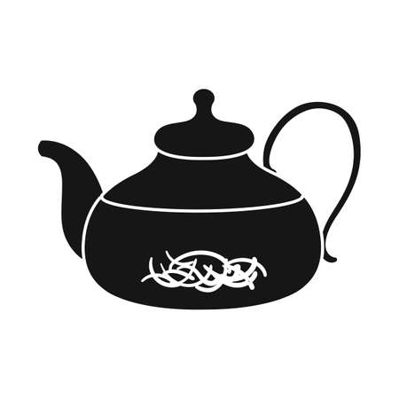Isolated object of teapot and hibiscus symbol. Graphic of teapot and tea vector icon for stock.のイラスト素材