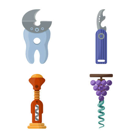 Vector design of corkscrew and alcohol icon. Collection of corkscrew and uncork vector icon for stock.のイラスト素材