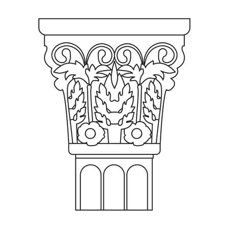 Ancient column vector outline icon. Vector illustration pillar of antique on white background. Isolated outline illustration icon of ancient column .のイラスト素材