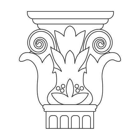 Ancient column vector outline icon. Vector illustration pillar of antique on white background. Isolated outline illustration icon of ancient column .のイラスト素材