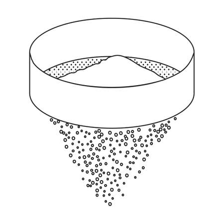 Flour of sieve vector icon.Outline vector icon isolated on white background flour of sieve.のイラスト素材