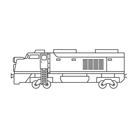 Locomotive with wagon vector outline icon. Vector illustration railway train. on white background. Isolated outline illustration icon of locomotive and wagon .のイラスト素材