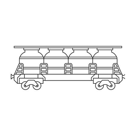 Locomotive with wagon vector outline icon. Vector illustration railway train. on white background. Isolated outline illustration icon of locomotive and wagon .のイラスト素材