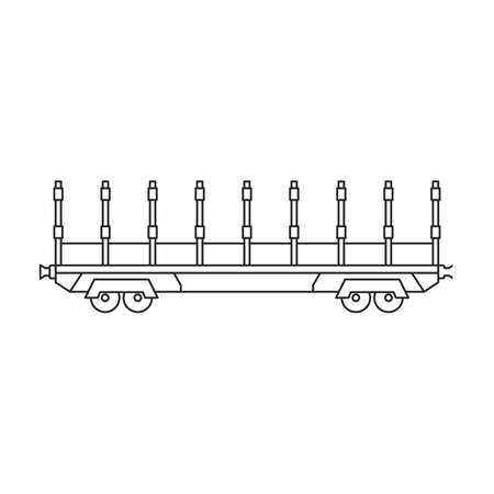 Locomotive with wagon vector outline icon. Vector illustration railway train. on white background. Isolated outline illustration icon of locomotive and wagon .のイラスト素材